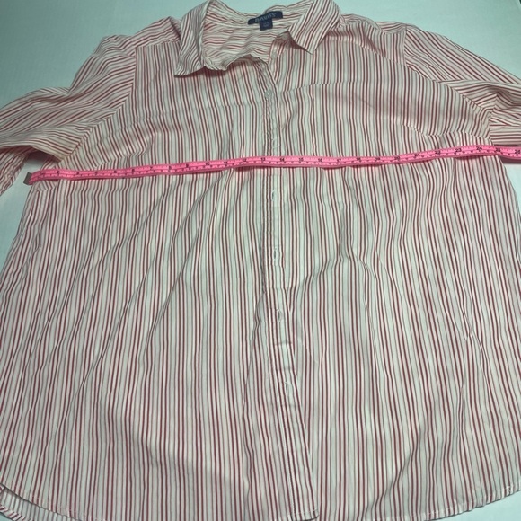 Roamans women’s Red Striped Shirt size 22W 3/4 sleeves - Picture 4 of 6